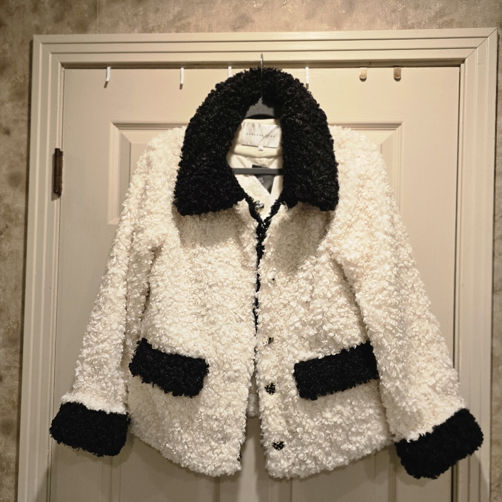 Endless Rose Black and Cream Sharpa Jacket
